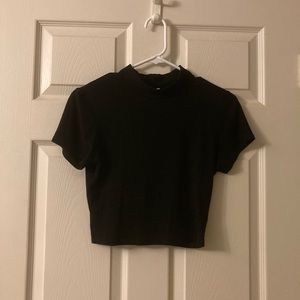 Black Mock Neck Crop Top